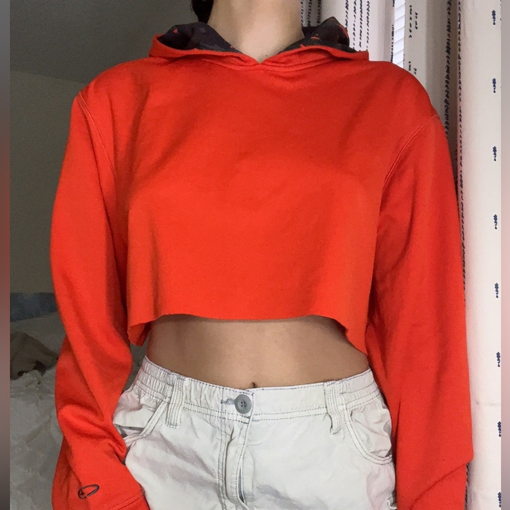 Women's Orange Cropped Hoodie